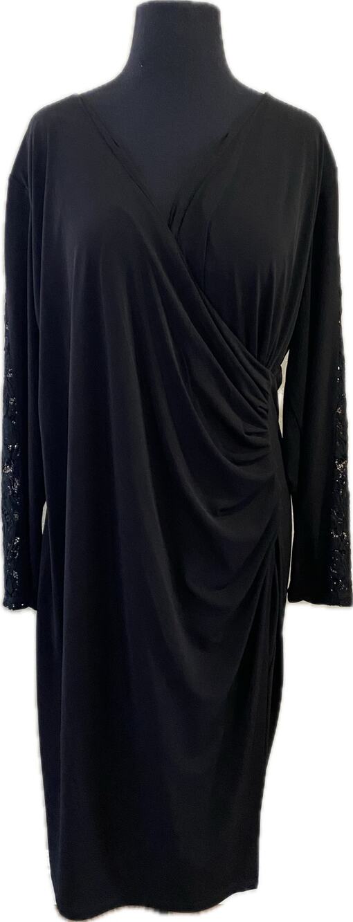 Calvin Klein dress - Lace sleeves, ruched sides, wrap top -size 16W